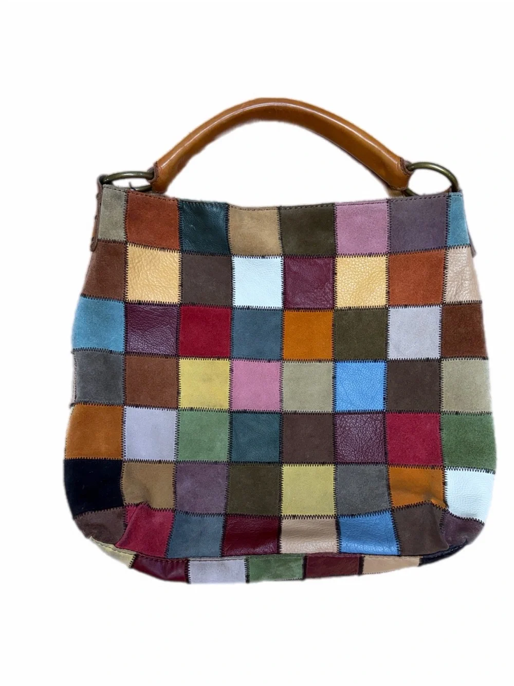 Lucky Brand Rare Y2K Patchwork Leather Hobo Shoulder Bag Ugly Betty Boho